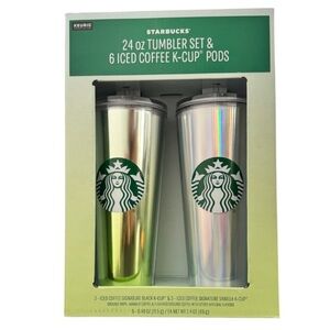 STARBUCKS | 2-Pack 24 oz Green Tumbler Set w/ 6 Iced Coffee K-Cups | Costco